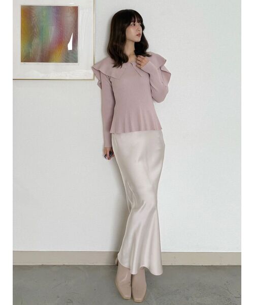 MERCURYDUO（マーキュリーデュオ）の「サテンナロースカート（スカート・レディース・ブルー/ブラウン/ベビーピンク・SMALL/MEDIUM）」の5枚目の写真