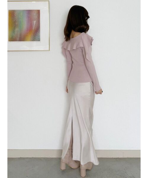 MERCURYDUO（マーキュリーデュオ）の「サテンナロースカート（スカート・レディース・ブルー/ブラウン/ベビーピンク・SMALL/MEDIUM）」の6枚目の写真