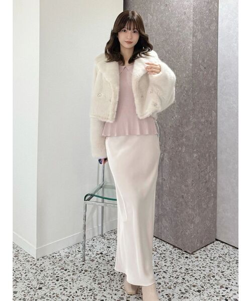 MERCURYDUO（マーキュリーデュオ）の「サテンナロースカート（スカート・レディース・ブルー/ブラウン/ベビーピンク・SMALL/MEDIUM）」の9枚目の写真