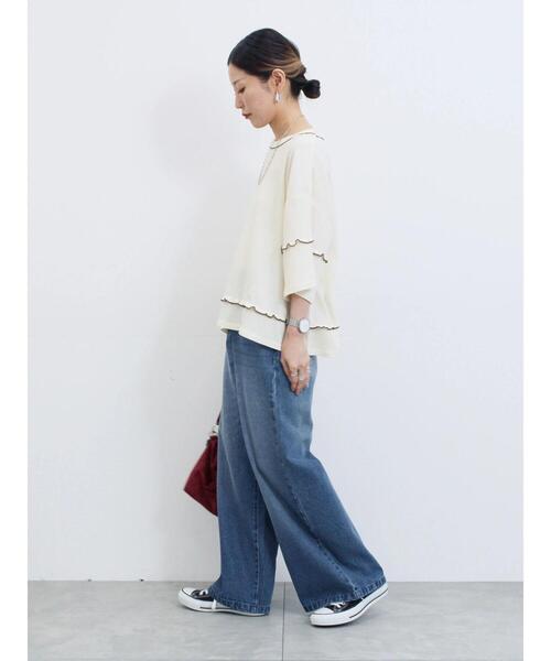 Samansa Mos2 blue(サマンサモスモスブルー)の「配色メローアソートプルオーバー(Tシャツ/カットソー・レディース・ブラック/レッド/キナリ/シルバーグレー/ブラウン・F)」の8枚目の写真