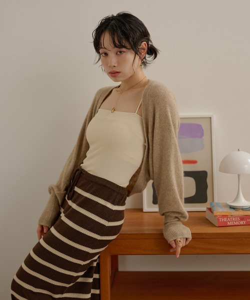 LAULEN（ローレン）の「wool blend short bolero cardigan /ウールブレンドショートボレロカーディガン（カーディガン/ボレロ・レディース・ブラック/グレー/ベージュ・FREE）」の7枚目の写真