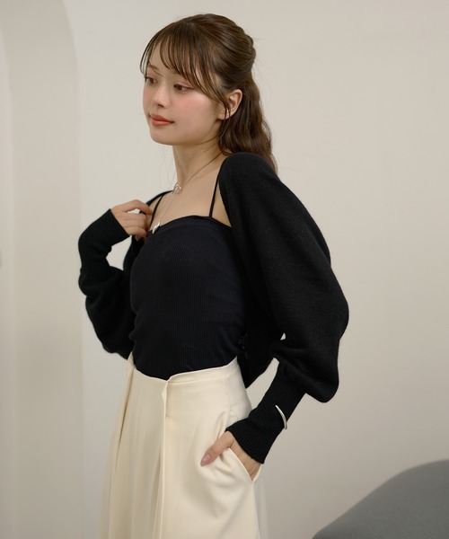LAULEN（ローレン）の「wool blend short bolero cardigan /ウールブレンドショートボレロカーディガン（カーディガン/ボレロ・レディース・ブラック/グレー/ベージュ・FREE）」の13枚目の写真