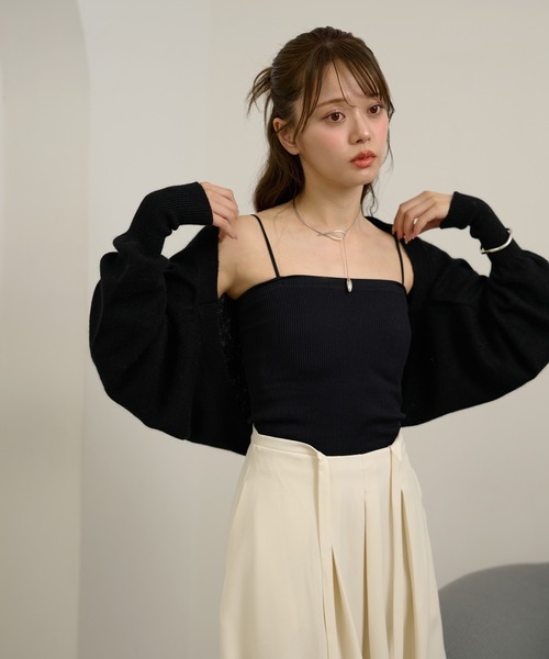 LAULEN（ローレン）の「wool blend short bolero cardigan /ウールブレンドショートボレロカーディガン（カーディガン/ボレロ・レディース・ブラック/グレー/ベージュ・FREE）」の17枚目の写真