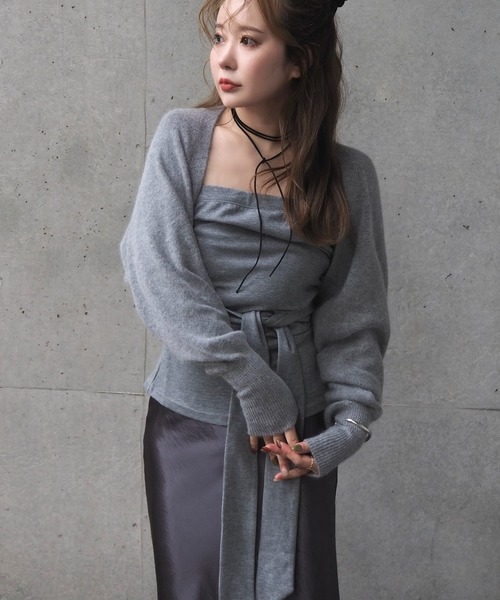 LAULEN（ローレン）の「wool blend short bolero cardigan /ウールブレンドショートボレロカーディガン（カーディガン/ボレロ・レディース・ブラック/グレー/ベージュ・FREE）」の16枚目の写真