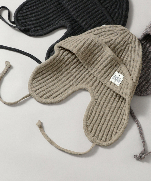 JOURNAL STANDARD relume(ジャーナルスタンダード レリューム)の「ハミルトン ウール ガーター フライトキャップ(キャップ・メンズ・パープル/グレー/ブラック系その他・FREE)」の2枚目の写真