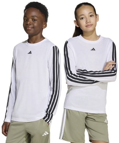 adidas（アディダス）の「adidas/アディダス 長袖 Tシャツ ロンT キッズ 吸汗速乾 通気性 ロゴ スリーストライプス KLJ85（Tシャツ/カットソー・キッズ・ブラック×ホワイト/ホワイト×ブラック・150cm/160cm/130cm/140cm）」の16枚目の写真