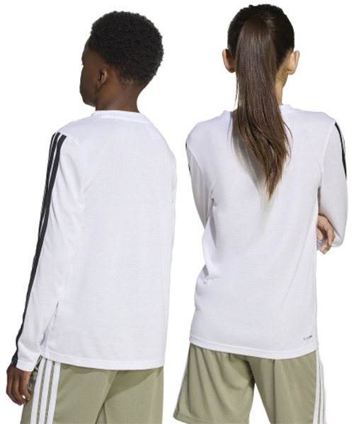 adidas（アディダス）の「adidas/アディダス 長袖 Tシャツ ロンT キッズ 吸汗速乾 通気性 ロゴ スリーストライプス KLJ85（Tシャツ/カットソー・キッズ・ブラック×ホワイト/ホワイト×ブラック・150cm/160cm/130cm/140cm）」の11枚目の写真