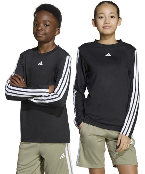 adidas（アディダス）の「adidas/アディダス 長袖 Tシャツ ロンT キッズ 吸汗速乾 通気性 ロゴ スリーストライプス KLJ85（Tシャツ/カットソー・キッズ・ブラック×ホワイト/ホワイト×ブラック・150cm/160cm/130cm/140cm）」の4枚目の写真