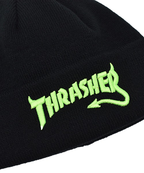 THRASHER（スラッシャー）の「THRASHER/スラッシャー 25TH-N50K キッズ ビーニー ニット帽 25TH-N50K（ニットキャップ/ビーニー・キッズ・ピンク/ライム/ブラック/オレンジ・YOUTH）」の8枚目の写真