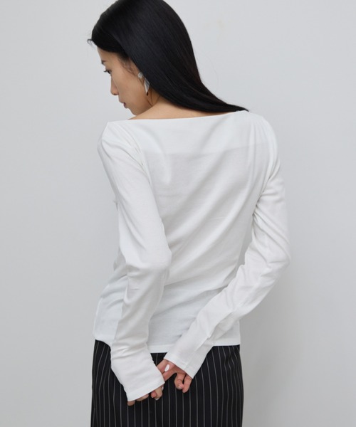 AIC.（エーアイシー）の「【ロングセラー】ボートネックロングスリーブトップス（Tシャツ/カットソー・レディース・オフホワイト/グレイッシュベージュ/ネイビー/ブラック/ダークグレー/ブラウン/グレー・FREE）」の19枚目の写真