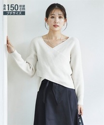 Petitjo | 小さいサイズ　綿混クロスニット　低身長さん・小柄女性(ニット/セーター)