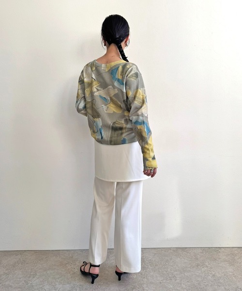 LHELBIE（レルビエ）の「ラフペイントニットトップス（ニット/セーター・レディース・ブラック/グレイッシュベージュ/イエロー・M）」の13枚目の写真