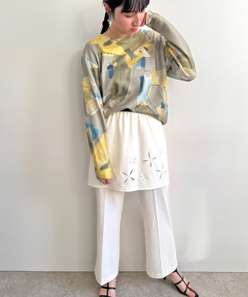 LHELBIE（レルビエ）の「ラフペイントニットトップス（ニット/セーター・レディース・ブラック/グレイッシュベージュ/イエロー・M）」の11枚目の写真