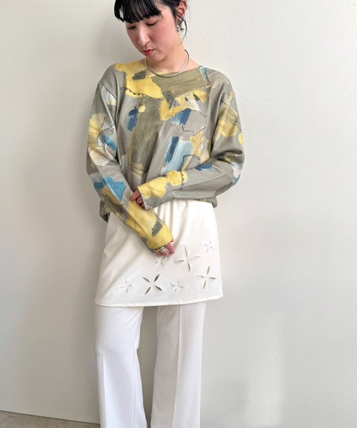 LHELBIE（レルビエ）の「ラフペイントニットトップス（ニット/セーター・レディース・ブラック/グレイッシュベージュ/イエロー・M）」の9枚目の写真