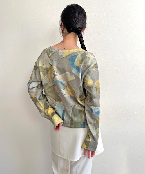 LHELBIE（レルビエ）の「ラフペイントニットトップス（ニット/セーター・レディース・ブラック/グレイッシュベージュ/イエロー・M）」の12枚目の写真