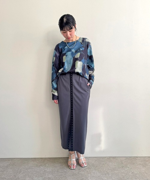 LHELBIE（レルビエ）の「ラフペイントニットトップス（ニット/セーター・レディース・ブラック/グレイッシュベージュ/イエロー・M）」の15枚目の写真