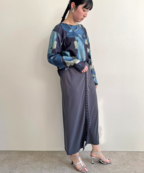 LHELBIE（レルビエ）の「ラフペイントニットトップス（ニット/セーター・レディース・ブラック/グレイッシュベージュ/イエロー・M）」の16枚目の写真