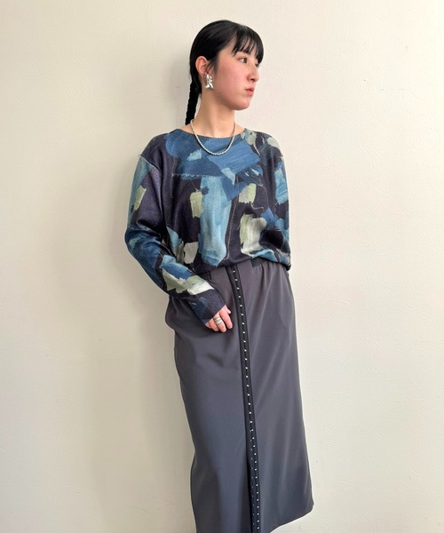 LHELBIE（レルビエ）の「ラフペイントニットトップス（ニット/セーター・レディース・ブラック/グレイッシュベージュ/イエロー・M）」の14枚目の写真