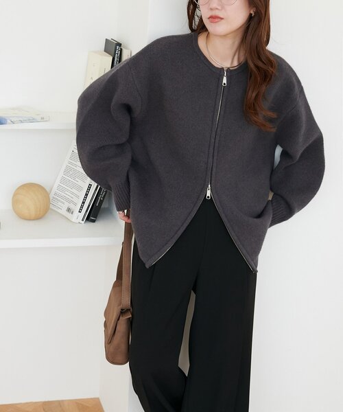 着こなし自由自在】ダブルジップニットコート（その他アウター