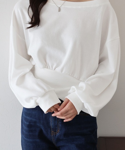 BLUEEAST（ブルーイースト）の「《新色追加》オフショルダースウェット（スウェット・レディース・ホワイト/グレー/ブラック/アイボリー/ピンクベージュ・MEDIUM）」の10枚目の写真