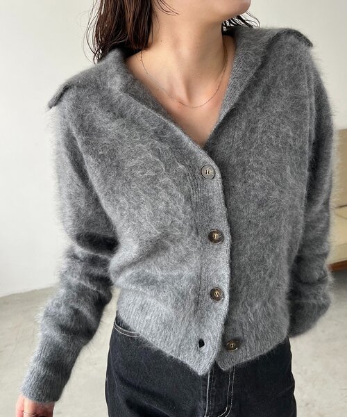 CAPRICIEUX LE'MAGE（カプリシューレマージュ）の「WOOL100ミンクタッチカーディガン（カーディガン/ボレロ・レディース・オフホワイト/グレー/ブラウン・FREE）」の7枚目の写真
