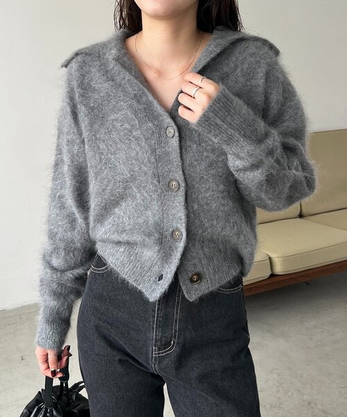 CAPRICIEUX LE'MAGE（カプリシューレマージュ）の「WOOL100ミンクタッチカーディガン（カーディガン/ボレロ・レディース・オフホワイト/グレー/ブラウン・FREE）」の10枚目の写真