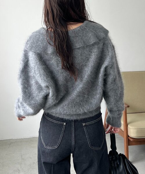 CAPRICIEUX LE'MAGE（カプリシューレマージュ）の「WOOL100ミンクタッチカーディガン（カーディガン/ボレロ・レディース・オフホワイト/グレー/ブラウン・FREE）」の11枚目の写真