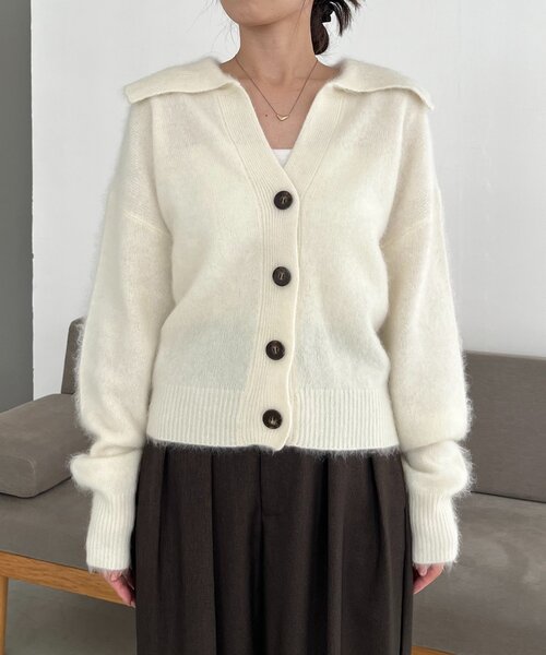 CAPRICIEUX LE'MAGE（カプリシューレマージュ）の「WOOL100ミンクタッチカーディガン（カーディガン/ボレロ・レディース・オフホワイト/グレー/ブラウン・FREE）」の14枚目の写真