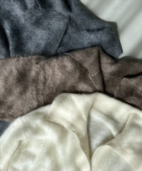CAPRICIEUX LE'MAGE（カプリシューレマージュ）の「WOOL100ミンクタッチカーディガン（カーディガン/ボレロ・レディース・オフホワイト/グレー/ブラウン・FREE）」の21枚目の写真