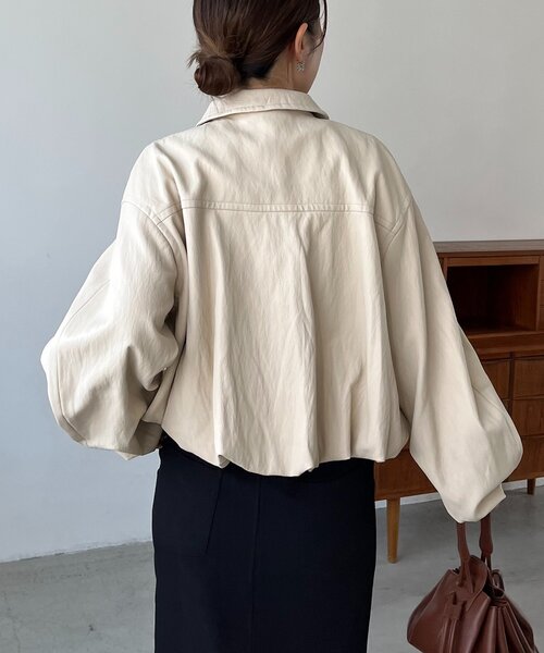 CAPRICIEUX LE'MAGE（カプリシューレマージュ）の「【サイズ展開あり/軽量】バルーンレザージャケット（ブルゾン・レディース・ホワイト系その他/ブラウン/ブラック・36/38）」の20枚目の写真