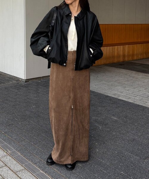 CAPRICIEUX LE'MAGE バルーンレザージャケット　ブラウン36 サイズ展開あり/軽量】バルーンレザージャケット（ブルゾン