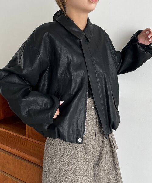 サイズ展開あり/軽量】バルーンレザージャケット（ブルゾン