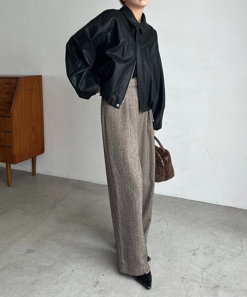 サイズ展開あり/軽量】バルーンレザージャケット（ブルゾン