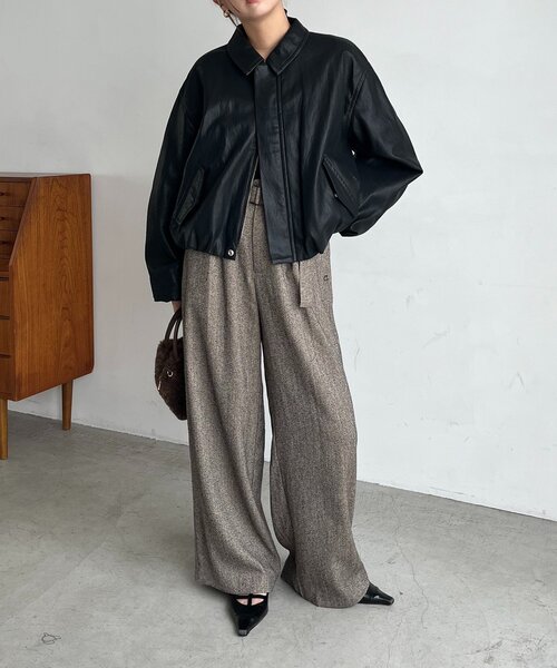 即購入OK ！カプリシュレマージュ　バルーンレザージャケット サイズ展開あり/軽量】バルーンレザージャケット（ブルゾン