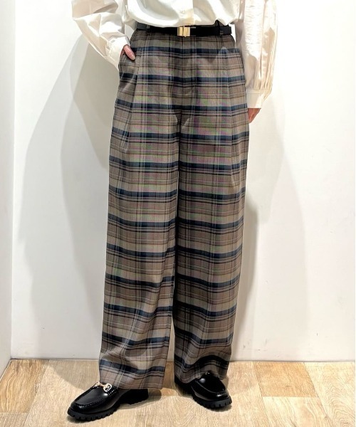 セール】◇先染めチェックタックセミワイドパンツ（その他パンツ