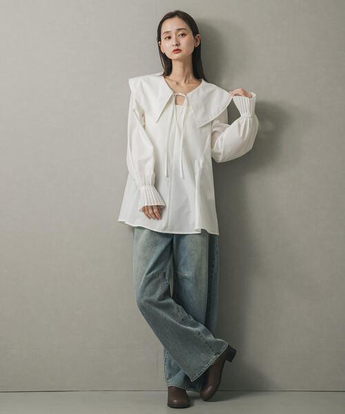 セール】ビッグカラーカフスプリーツブラウス（シャツ/ブラウス