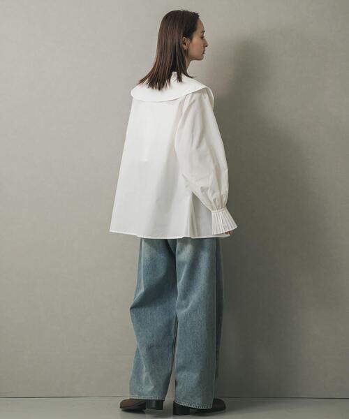 SENSE OF PLACE by URBAN RESEARCH（センスオブプレイスバイアーバンリサーチ）の「ビッグカラーカフスプリーツブラウス（シャツ/ブラウス・レディース・オフホワイト/ブラック/ライトブルー・ONE）」の9枚目の写真