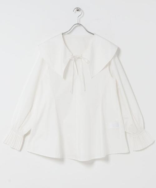 SENSE OF PLACE by URBAN RESEARCH（センスオブプレイスバイアーバンリサーチ）の「ビッグカラーカフスプリーツブラウス（シャツ/ブラウス・レディース・オフホワイト/ブラック/ライトブルー・ONE）」の10枚目の写真