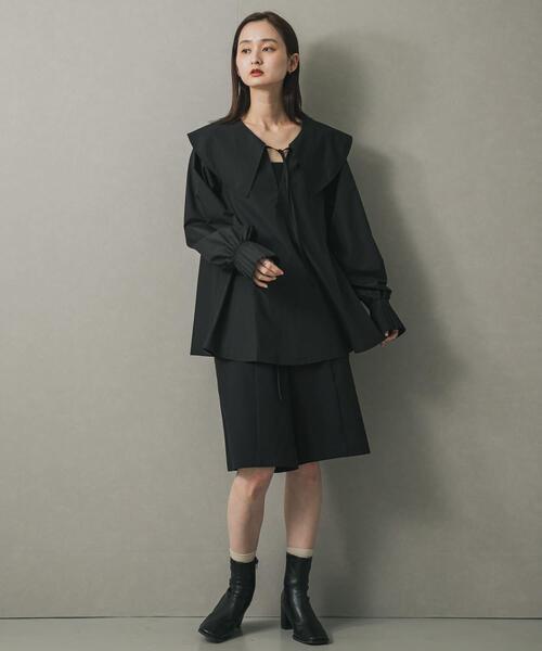 SENSE OF PLACE by URBAN RESEARCH（センスオブプレイスバイアーバンリサーチ）の「ビッグカラーカフスプリーツブラウス（シャツ/ブラウス・レディース・オフホワイト/ブラック/ライトブルー・ONE）」の15枚目の写真