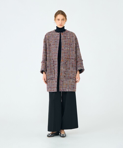 BALLSEY(ボールジィ)の「フィルムヤーンツイード コクーンコート(ノーカラーコート・レディース・ピンク系その他2・36)」の2枚目の写真