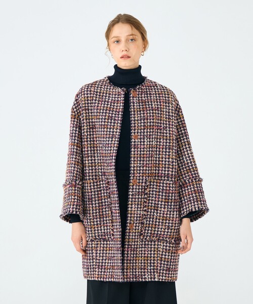 フィルムヤーンツイード コクーンコート（ノーカラーコート）｜BALLSEY