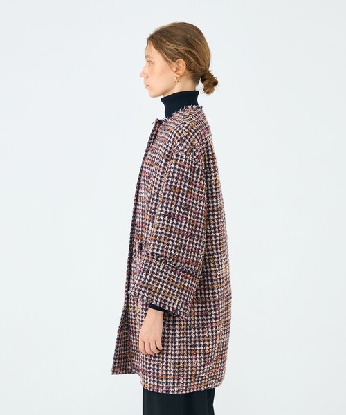 BALLSEY(ボールジィ)の「フィルムヤーンツイード コクーンコート(ノーカラーコート・レディース・ピンク系その他2・36)」の4枚目の写真