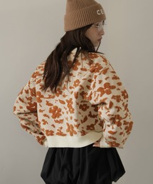 モール花柄ショートカーデ