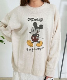 『DISNEY/ディズニー』加工風PRINT長袖ニット