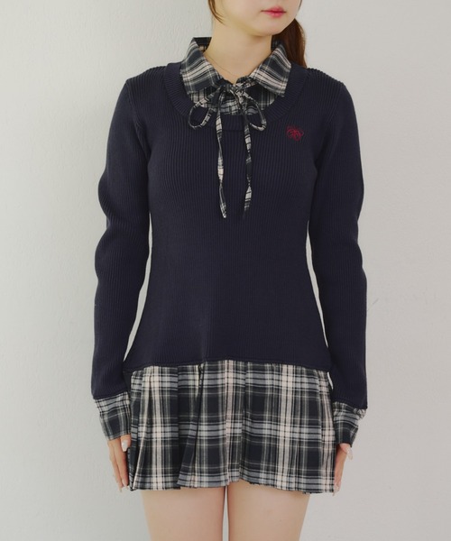 continuer de NICE CLAUP（コンティニューデナイスクラップ）の「【主役級のアイテム】裾プリーツドッキングミニワンピース（ワンピース・レディース・ネイビー/ブラウン/トップグレー・FREE）」の19枚目の写真