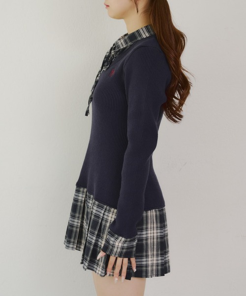 continuer de NICE CLAUP（コンティニューデナイスクラップ）の「【主役級のアイテム】裾プリーツドッキングミニワンピース（ワンピース・レディース・ネイビー/ブラウン/トップグレー・FREE）」の20枚目の写真