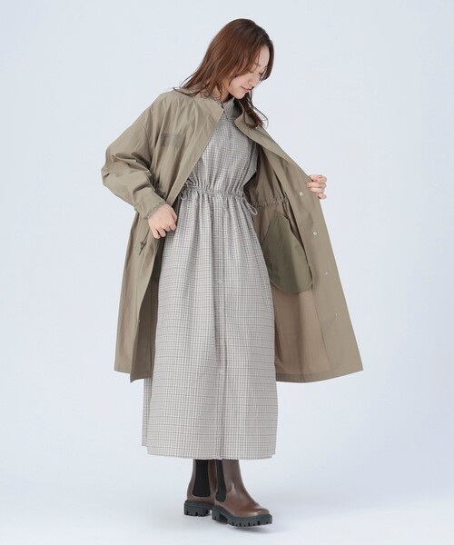 BEAMS HEART（ビームスハート）の「撥水 ナイロン モッズ コート（モッズコート・レディース・オリーブ/オフホワイト/チャコールグレー・FREE）」の9枚目の写真