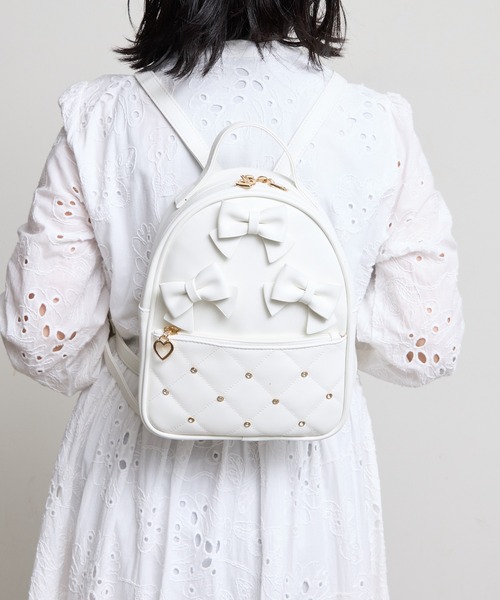 Sunny Side(サニーサイド)の「Sunny Side サニーサイド:きらめき★りぼんミニリュック(バックパック/リュック・レディース・ブラック/ホワイト・FREE)」の15枚目の写真