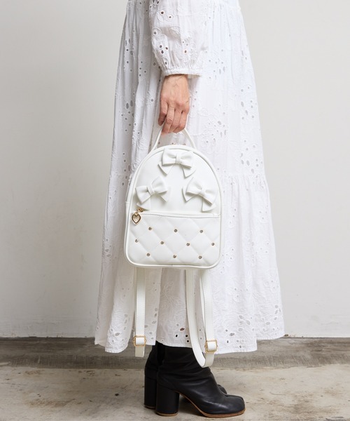 Sunny Side(サニーサイド)の「Sunny Side サニーサイド:きらめき★りぼんミニリュック(バックパック/リュック・レディース・ブラック/ホワイト・FREE)」の16枚目の写真