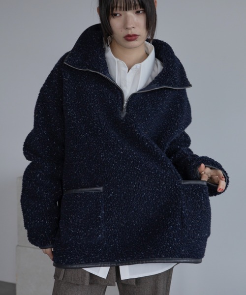 ミックスカラーハーフZIPボアアウター（その他アウター）｜VACANCY